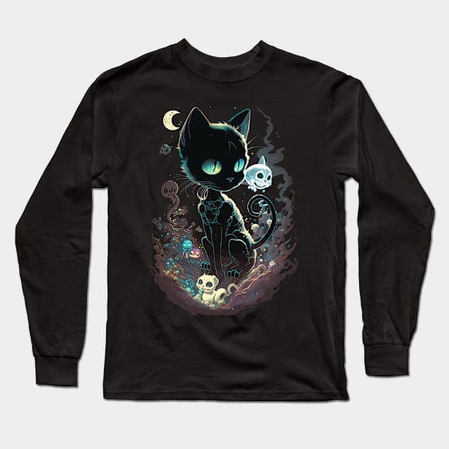 Skeletoon Cat #2 Long Sleeve T-Shirt by Spaksu